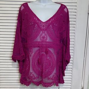 NWT Vince Camuto Magenta Lace Blouse